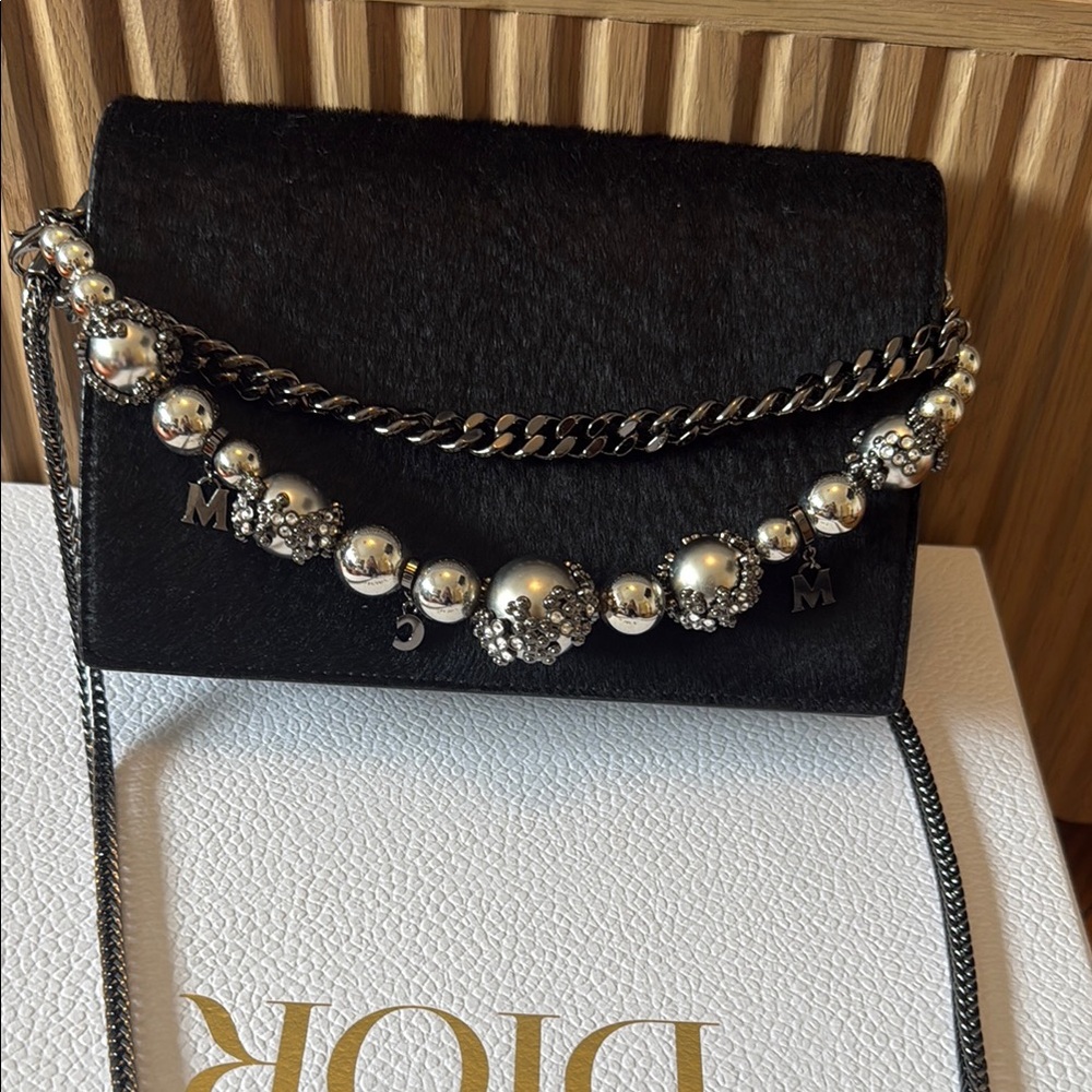 McM Black Chain Embellished Women's Bag